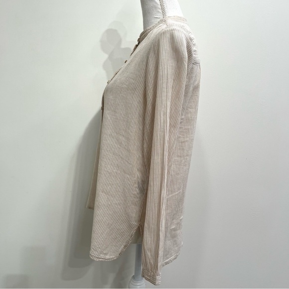 isabel marant etoile striped 1/2 button up top tan cream cotton 38 US Medium - Picture 4 of 11